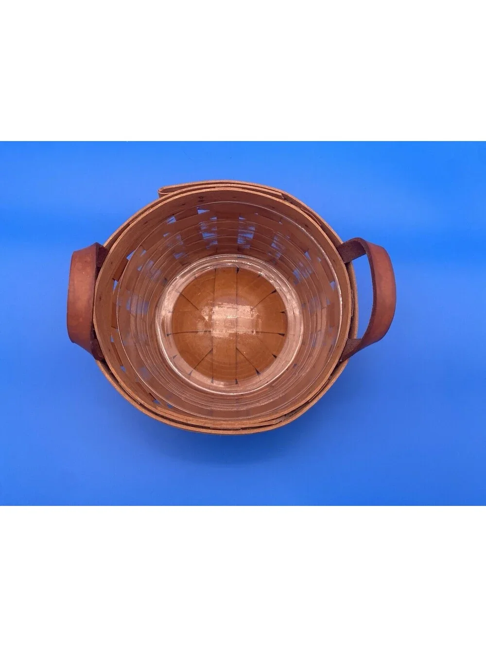 Longaberger Small Handwoven Basket w/ Leather Handles & Liner - 1997 - 7